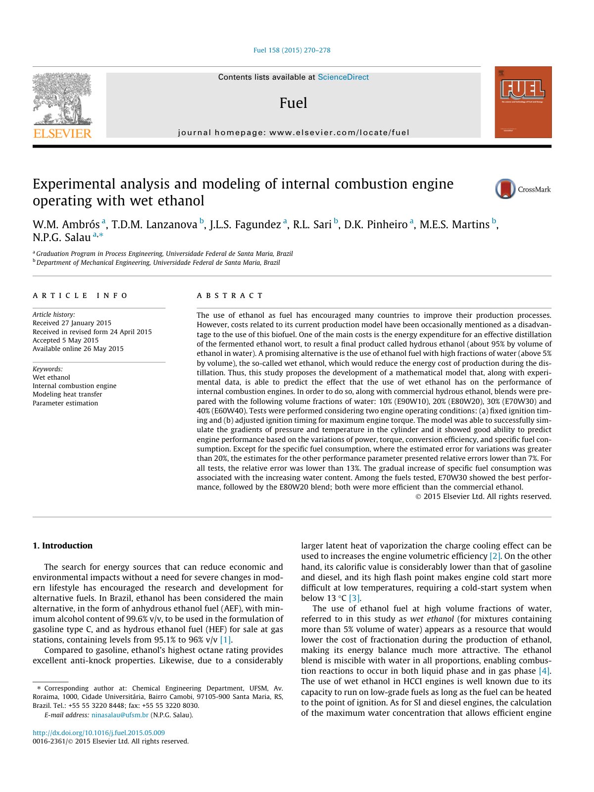 First page of Experimental analysis and modeling of in