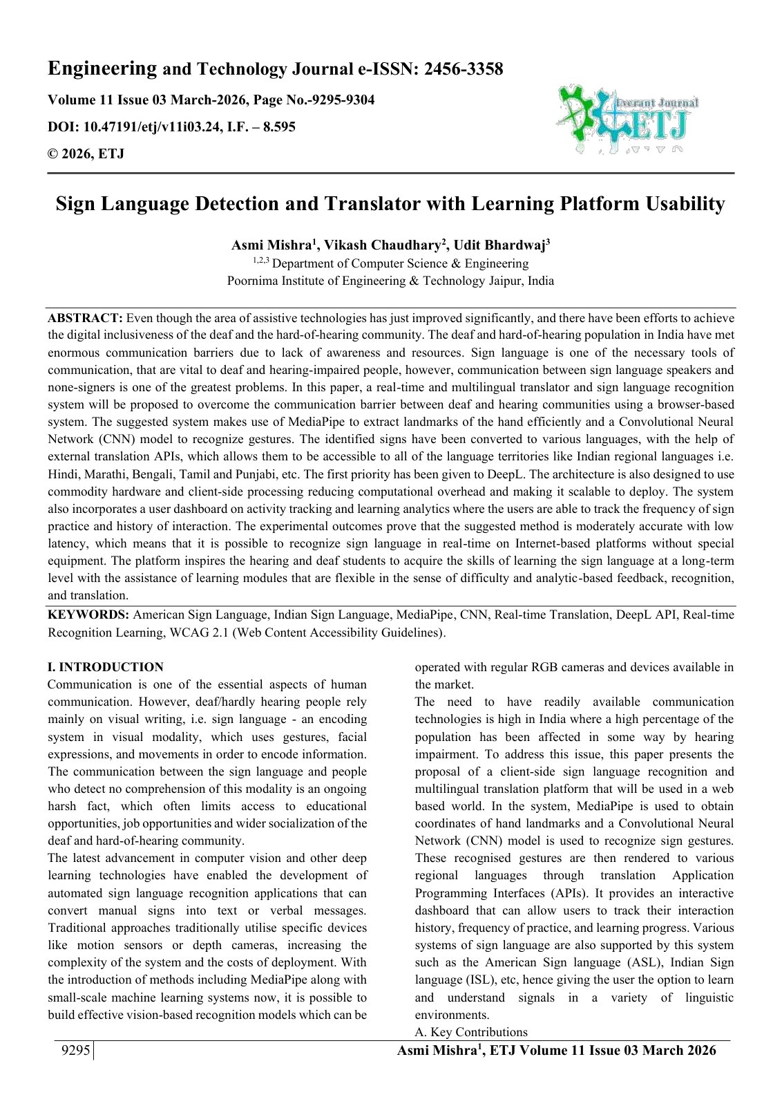 First page of Sign Language Detection and Translator with Learning Platform Usability