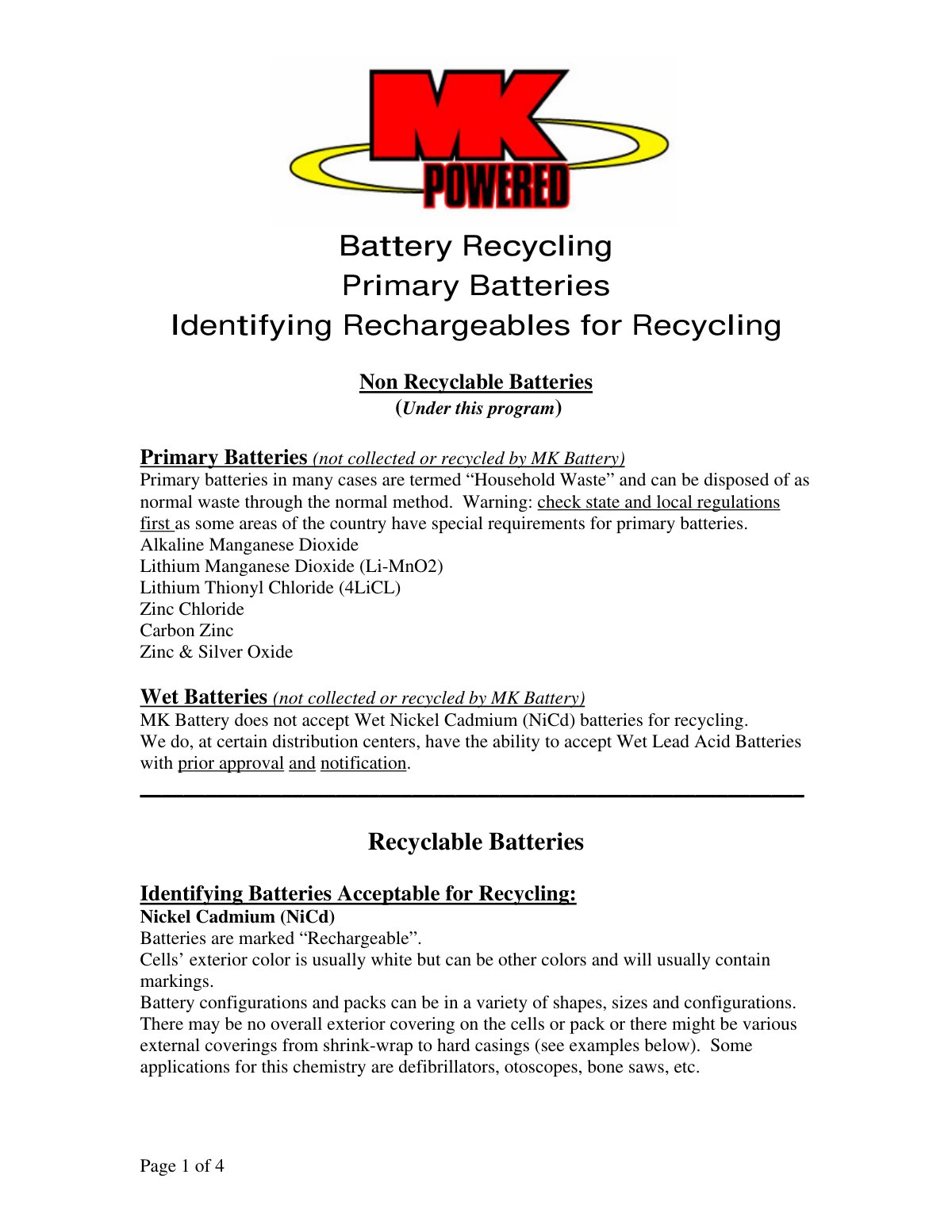 First page of Identify Rechargeables for Recycle