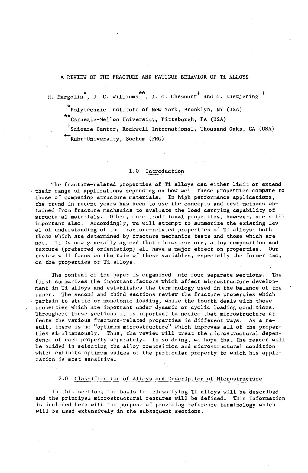 First page of 1980 Vol.1 2 A Review of the Fracture and Fatigue Behavior of Ti Alloys H. Margolin