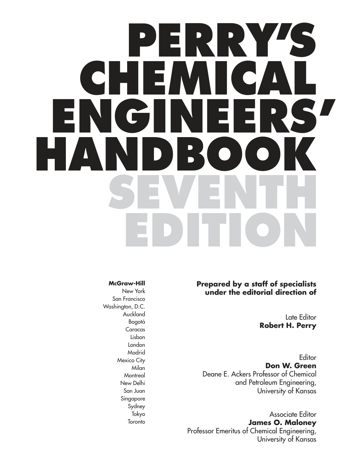 First page of Chemical Engineering Handbook by Perry