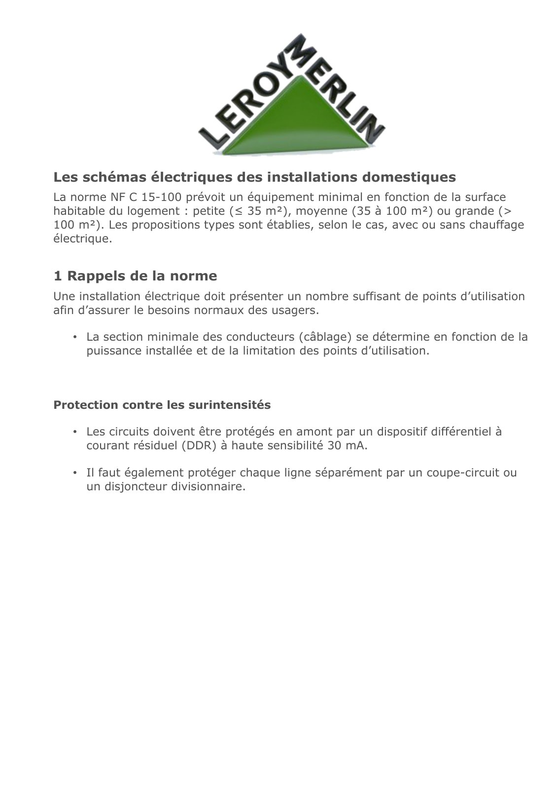 First page of schemas domestiques
