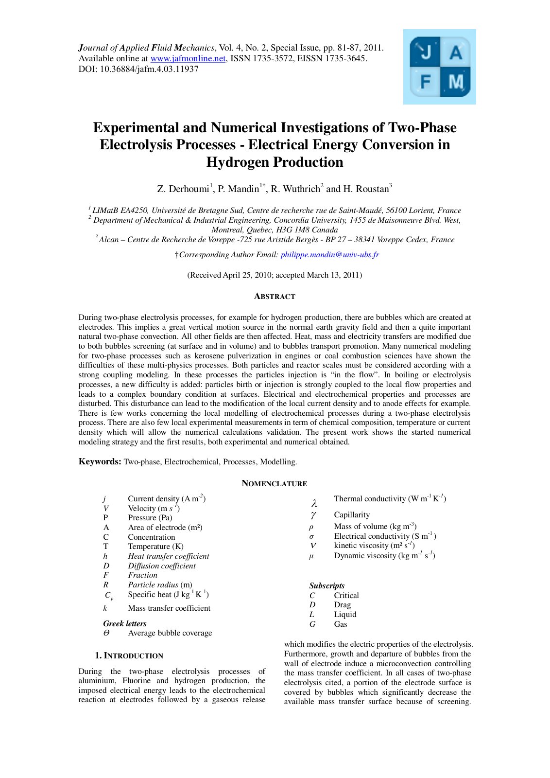 First page of Experimental and Numerical Investigation