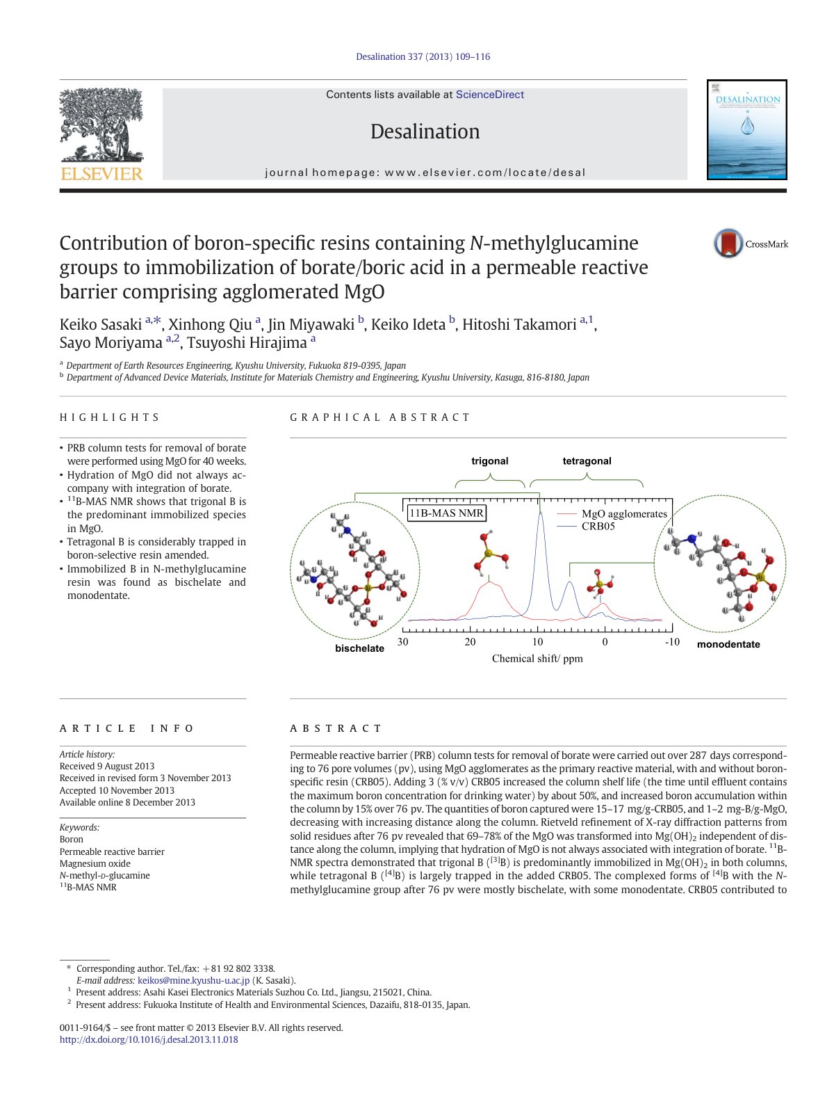 First page of Contribution of boron specific resins co