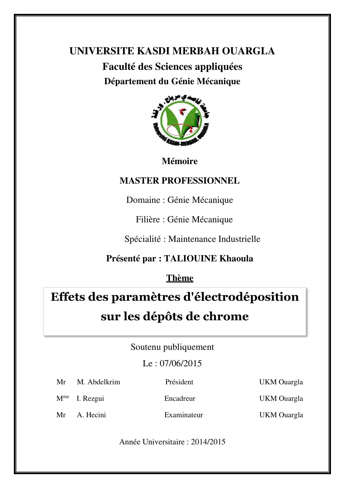 First page of TALIOUINE Khaoula