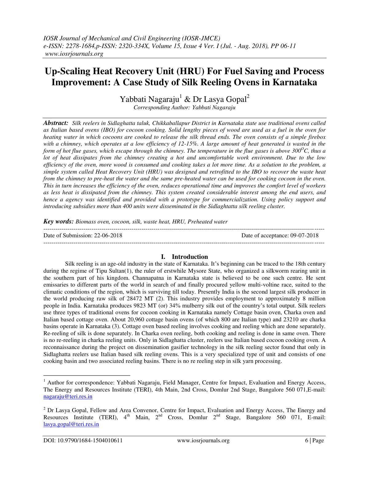 First page of Up Scaling Heat Recovery Unit HRU For Fu