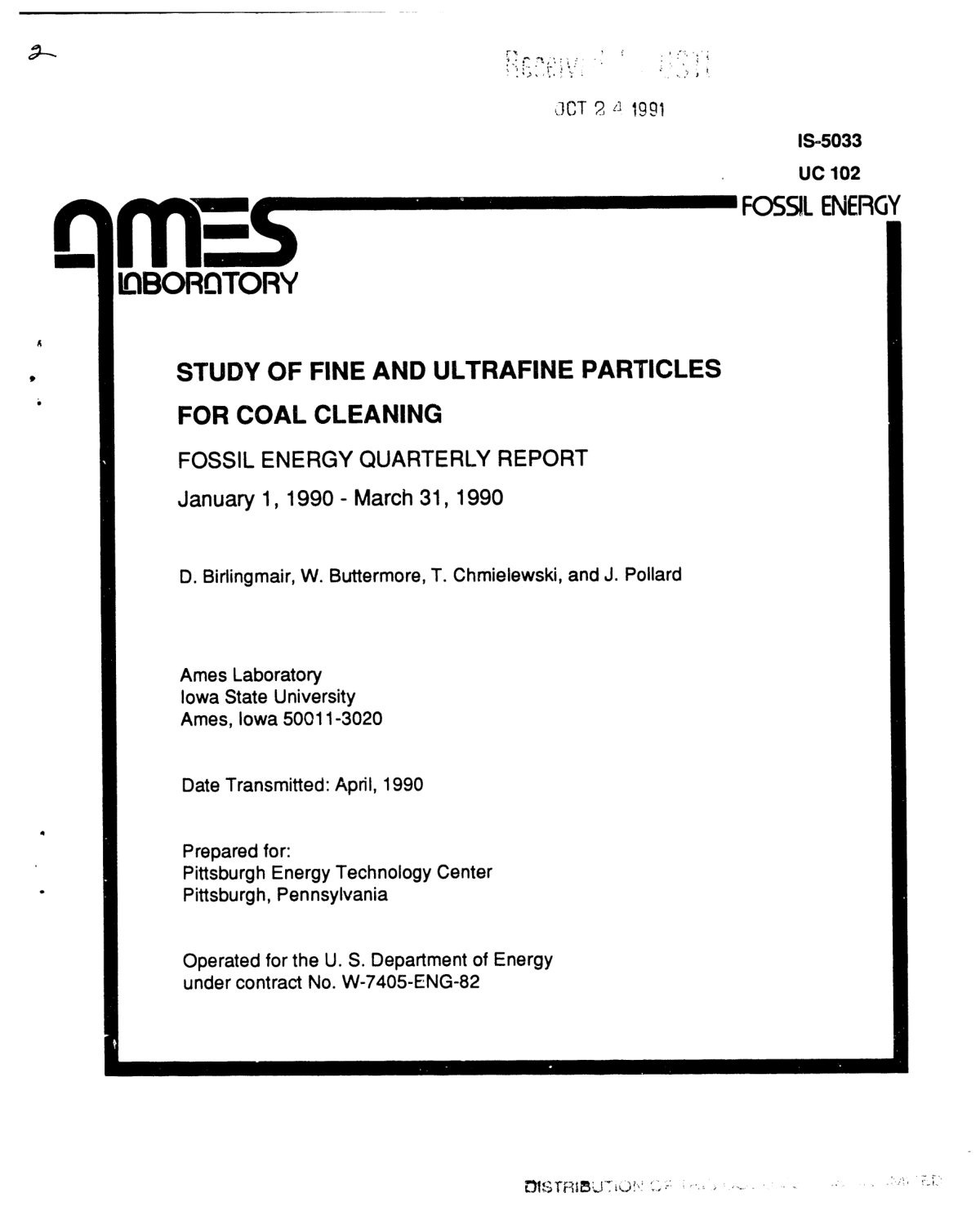 First page of Study of Fine and Ultrafine Particles for Coal Cleaning