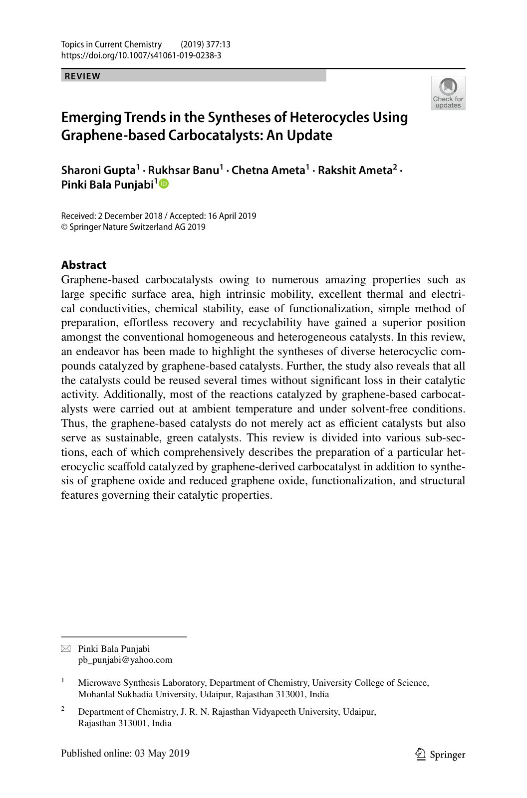 First page of Emerging Trends in the Syntheses of Hete