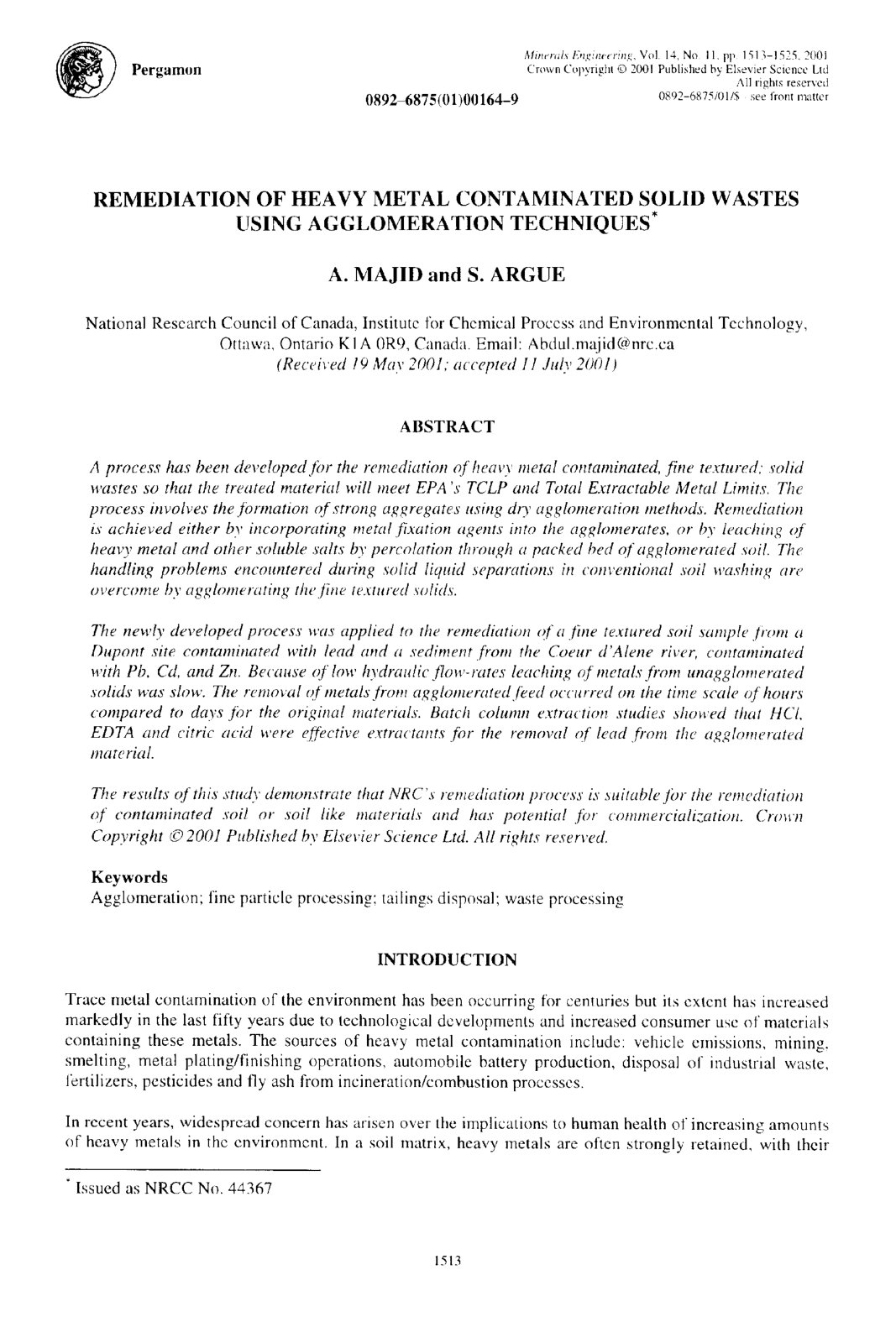 First page of Remediation of heavy metal contaminated