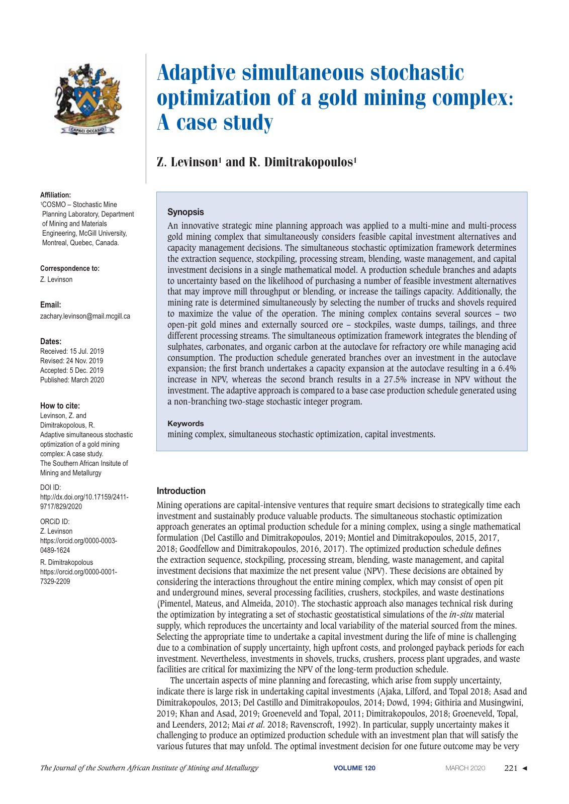 First page of Adaptive simultaneous stochastic optimiz