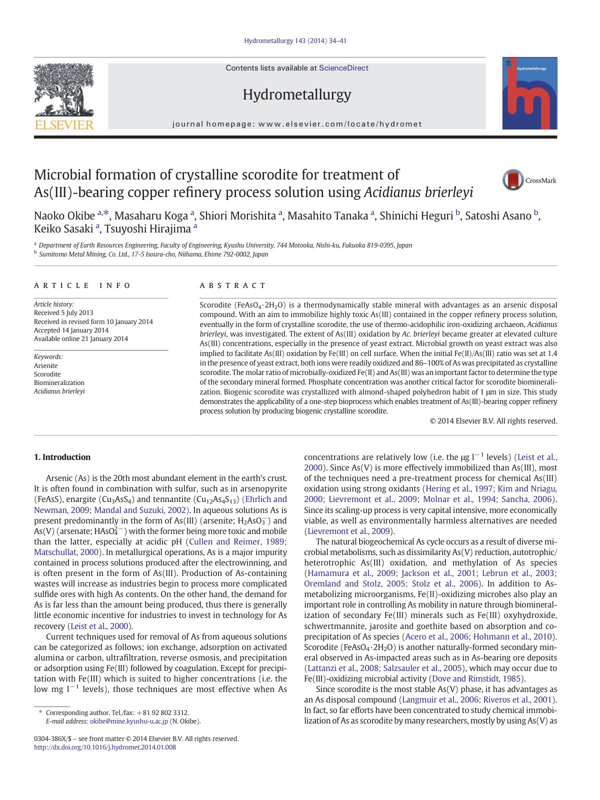 First page of Microbial formation of crystalline scoro