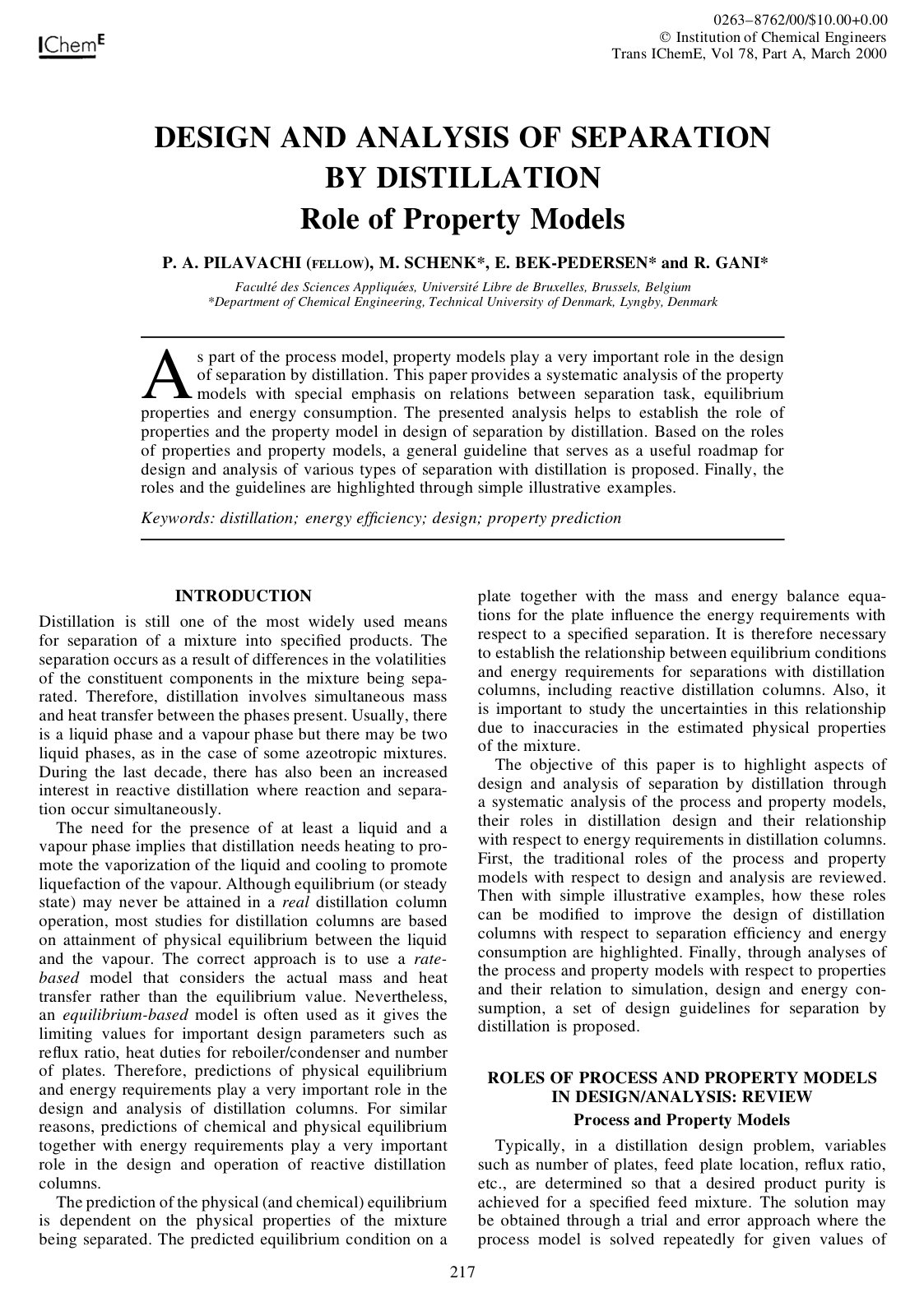First page of Design and Analysis of Separation by Dis