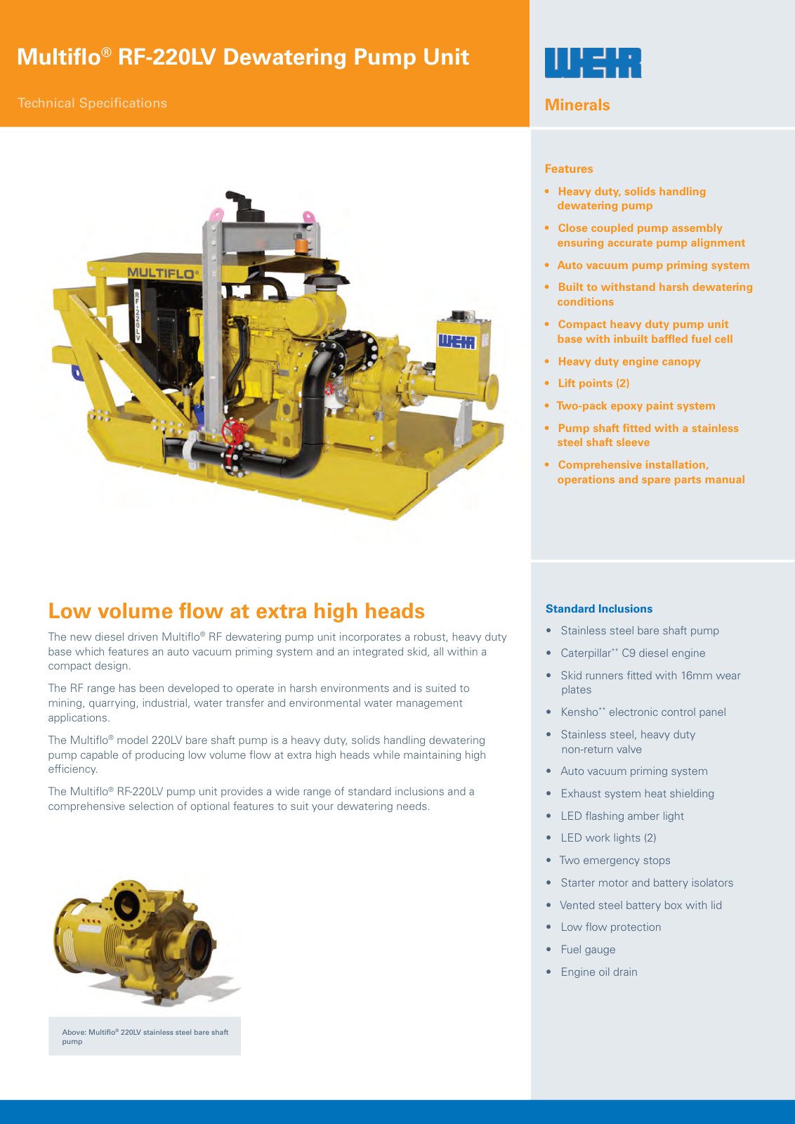 First page of AU0888 Multiflo RF 220LV Spec Sheet PREVIEW