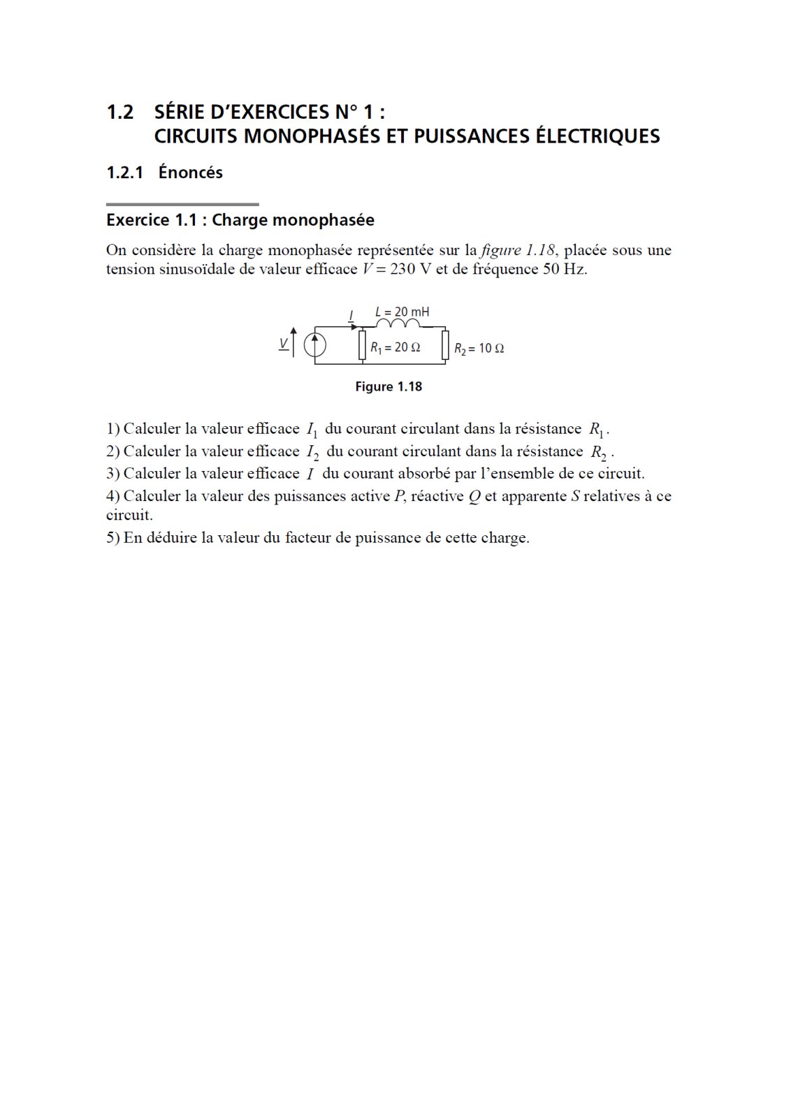 First page of Exercices machines électriques