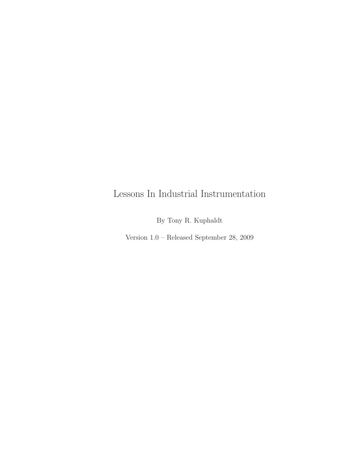 First page of LESSONS IN INDUSTRIAL INSTRUMENTATION v1.0