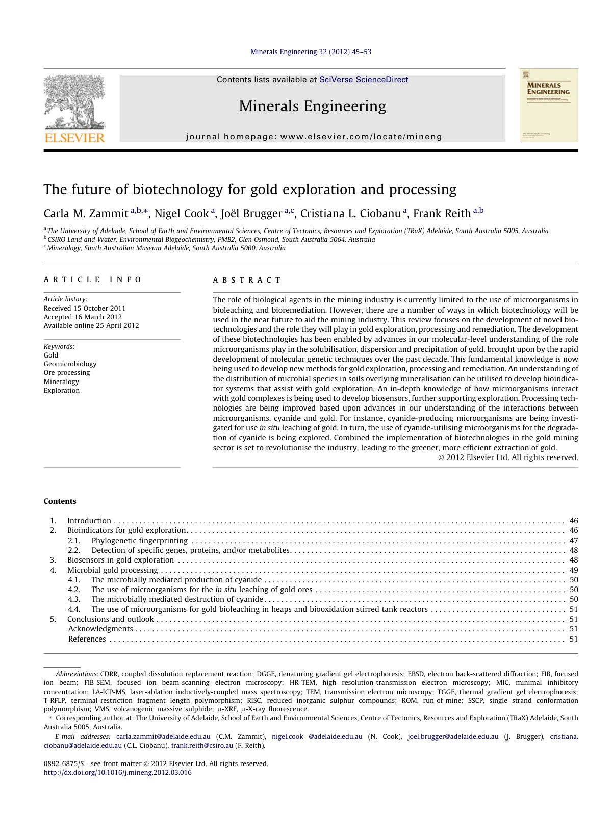 First page of The future of biotechnology for gold exp