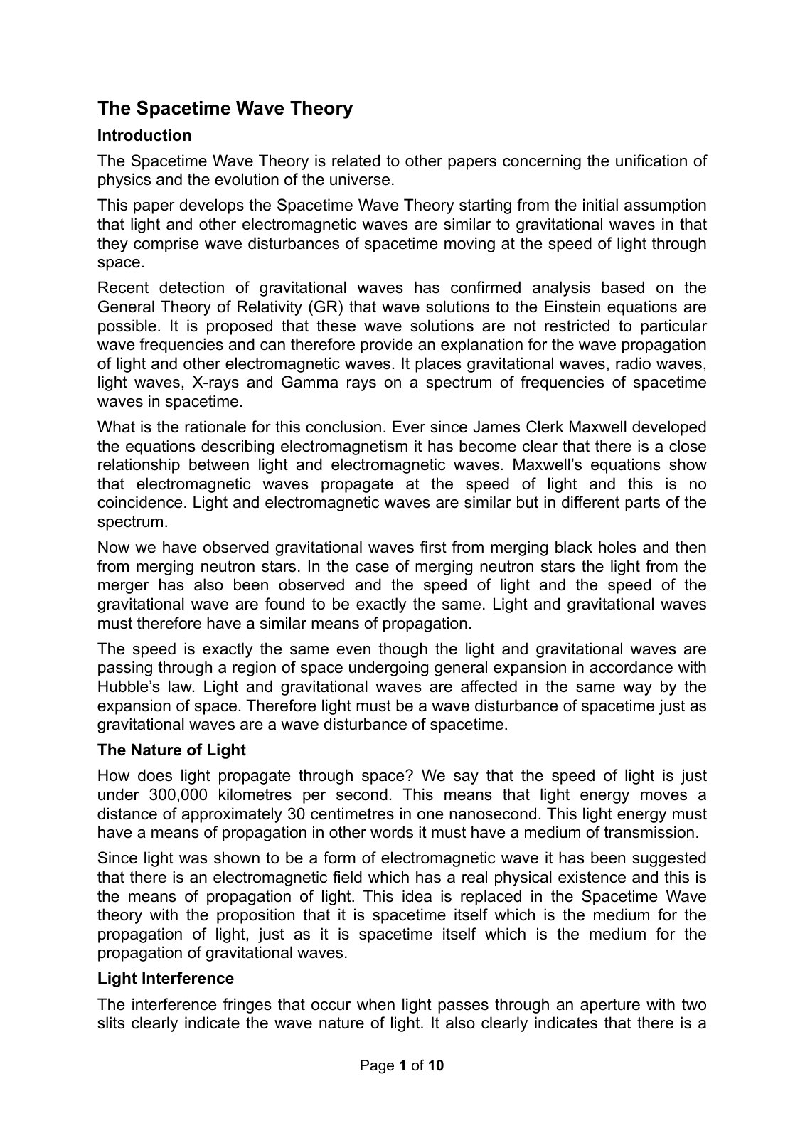 First page of The Space Time Wave Theory
