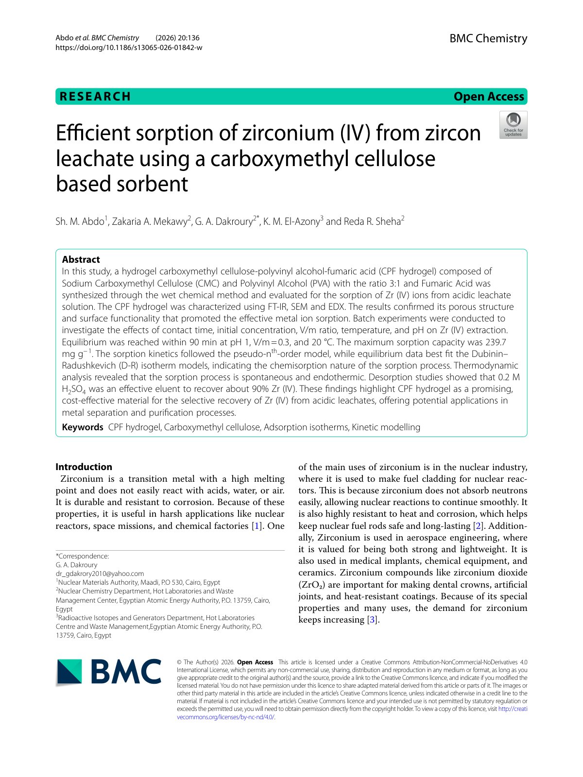 First page of 07 Zirconium Sorption Zircon Leachate