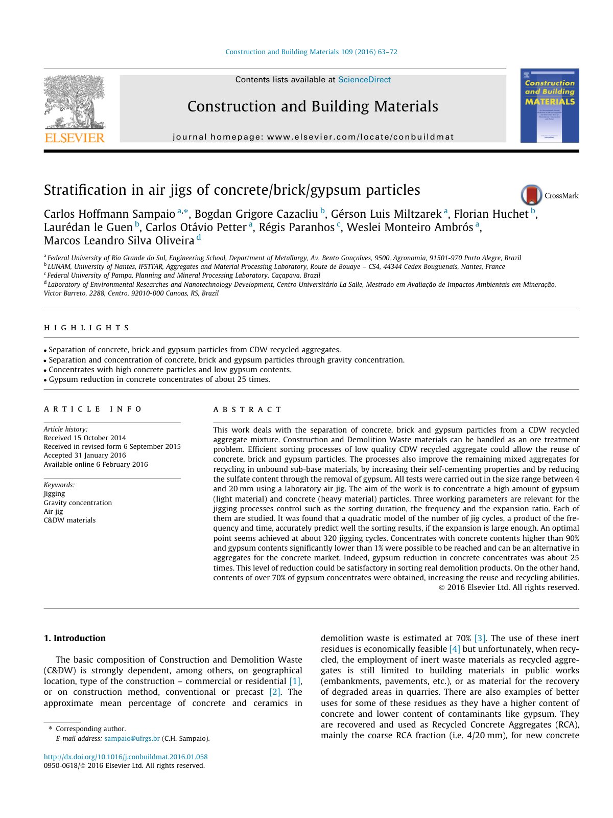 First page of Stratification in air jigs of concrete b