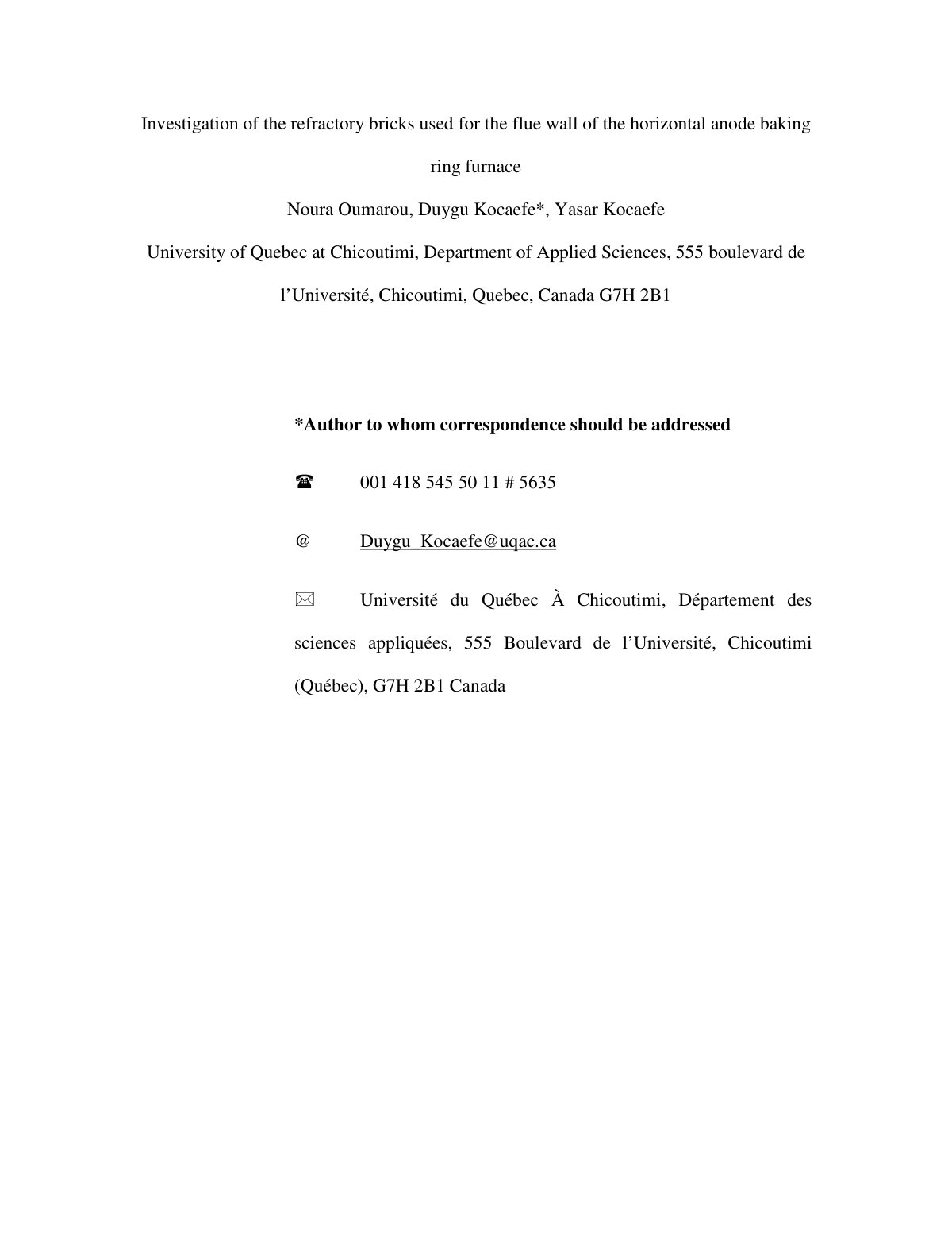 First page of Investigation of the refractory bricks u