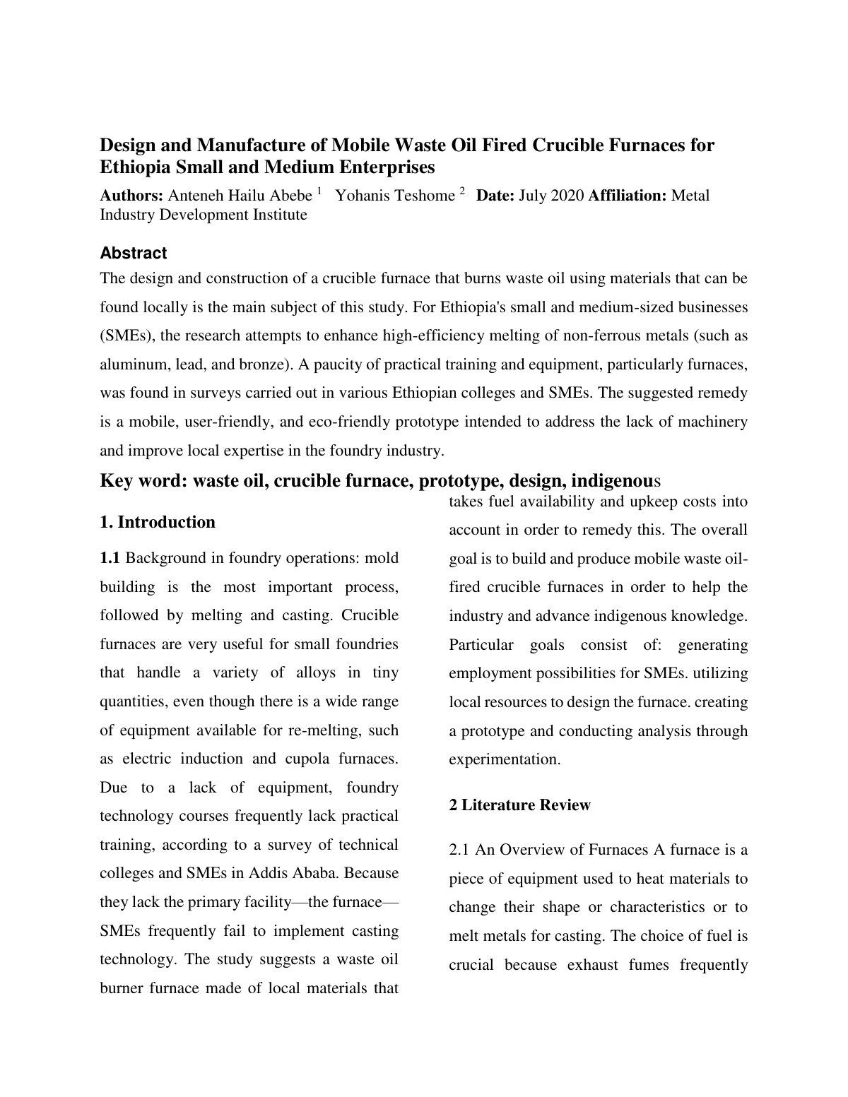 First page of Design and Manufacture of Mobile Waste O