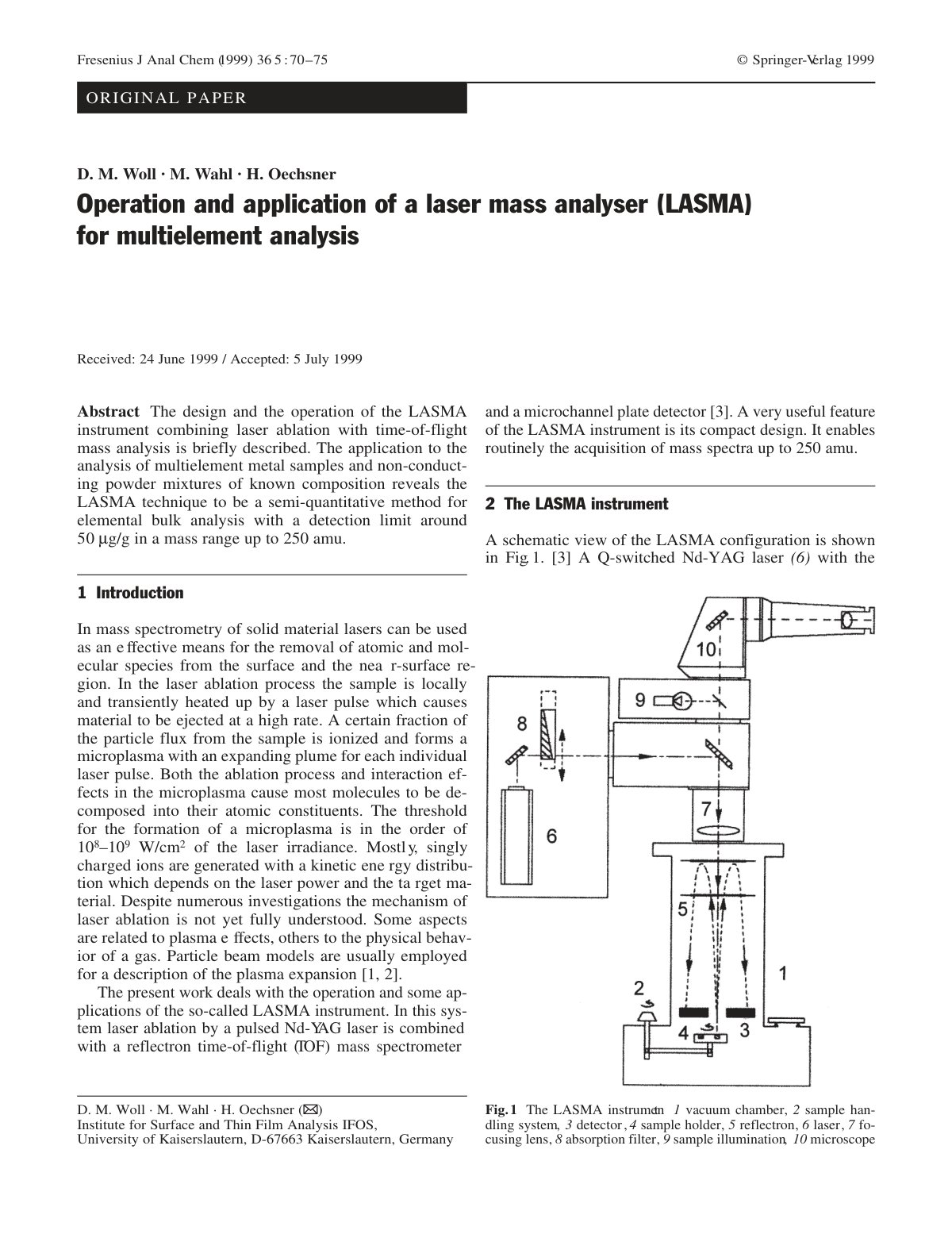 First page of Operation and application of a laser mas