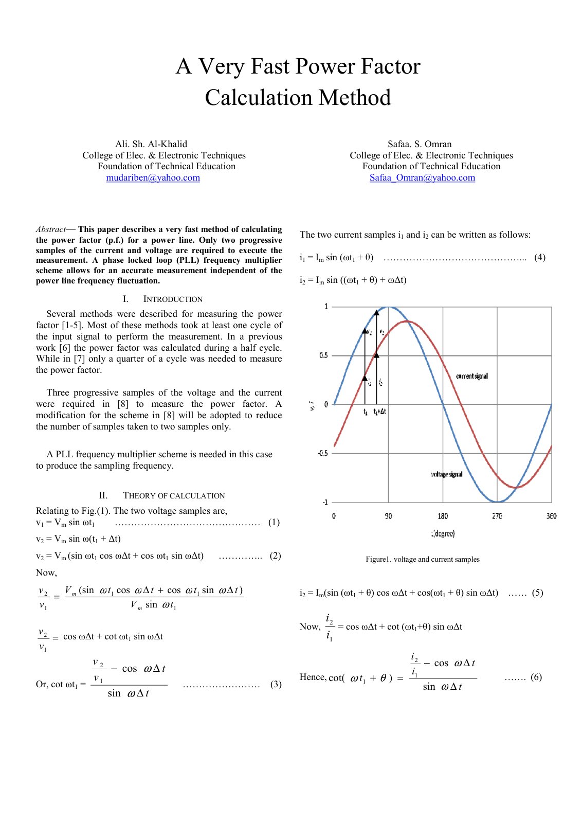 First page of A Very Fast Power Factor Calculation Method