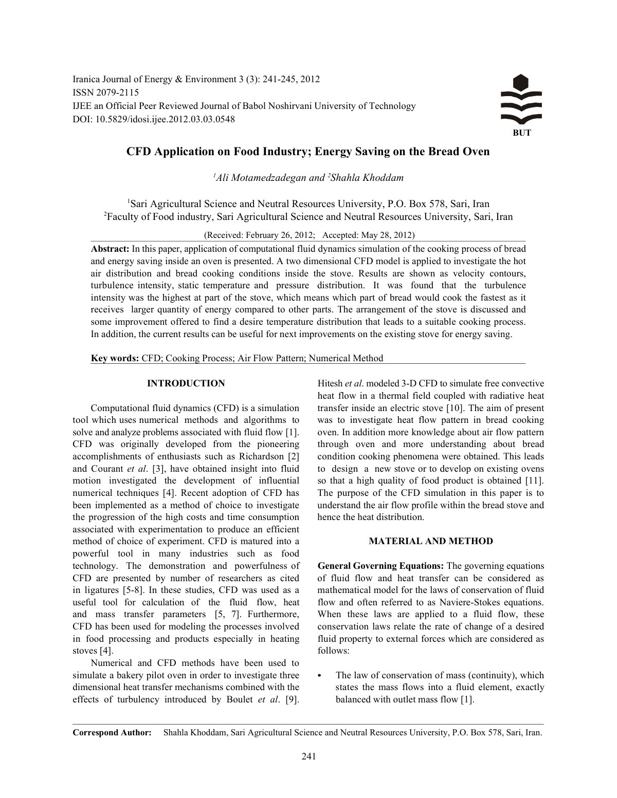 First page of CFD Application on Food Industry Energy