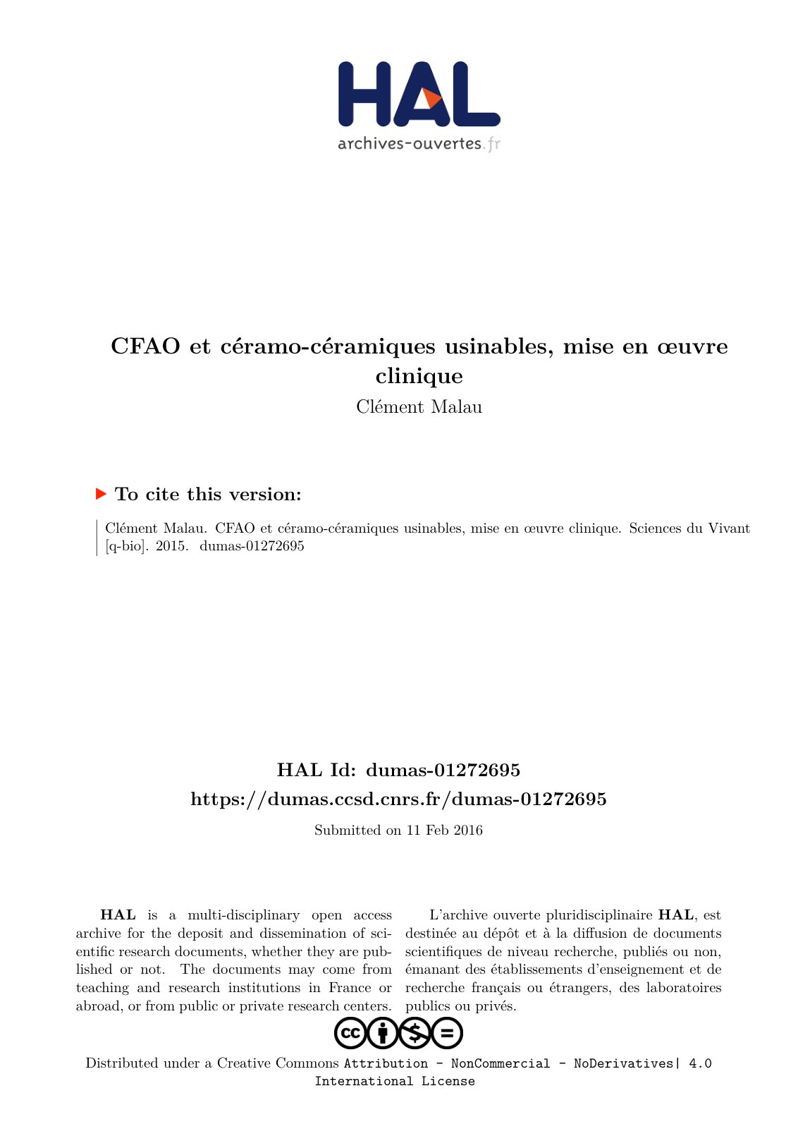 First page of CFAO et ceramo ceramiques usinables mise