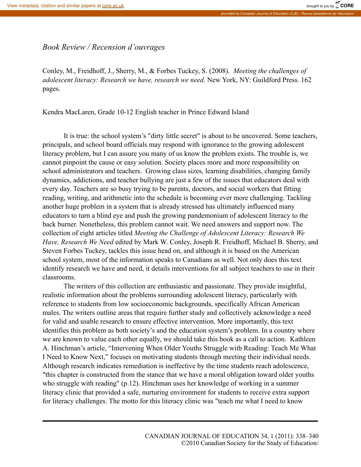 First page of Meeting the challenges of adolescent lit