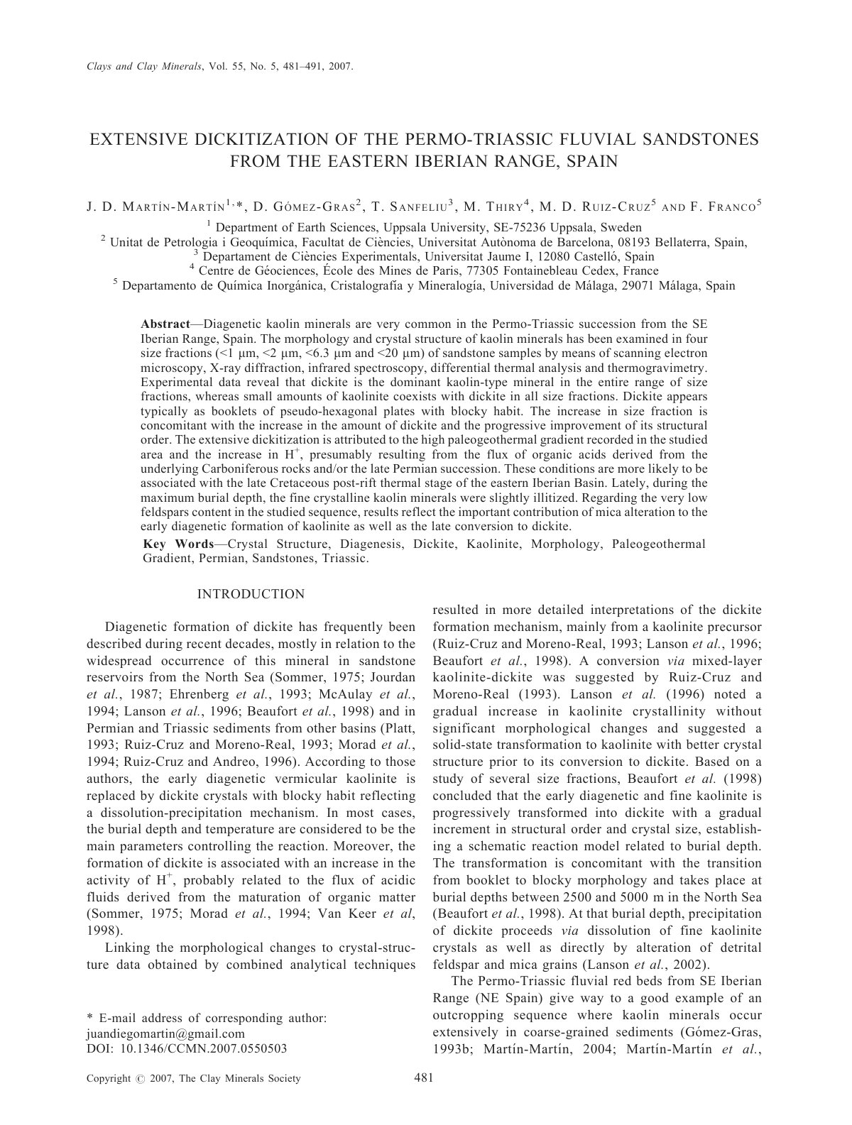 First page of EXTENSIVEDICKITIZATIONOFTHEPERMO-TRIASSICFLUVIALSANDSTONES FROMTHEEASTERNIBERIANRANGE,SPAIN