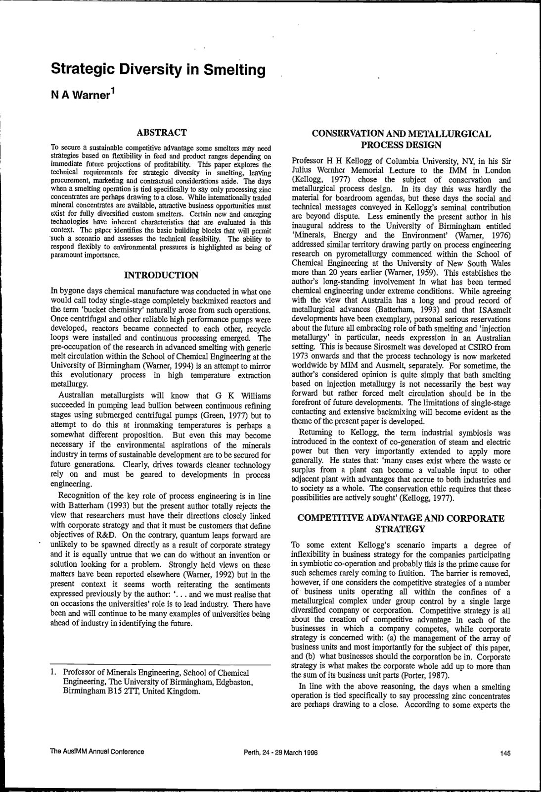 First page of Strategic Diversity in Smelting