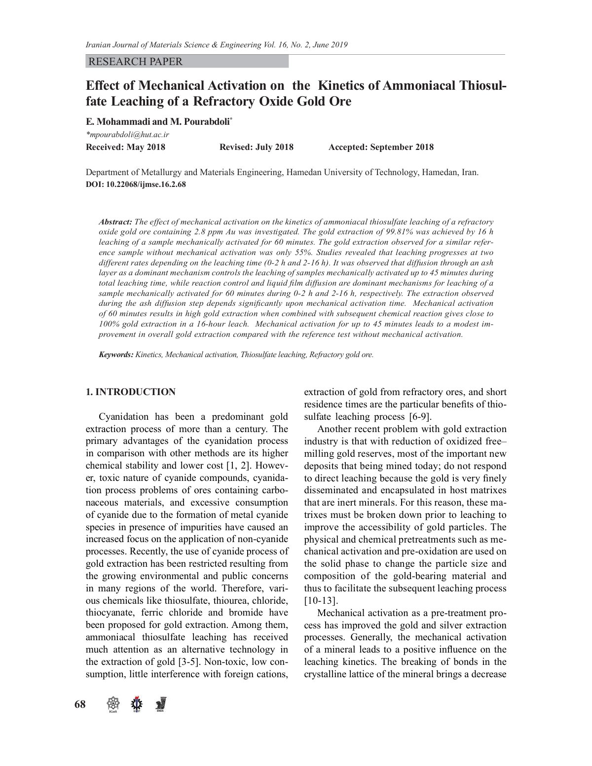 First page of Effect of Mechanical Activation on the K