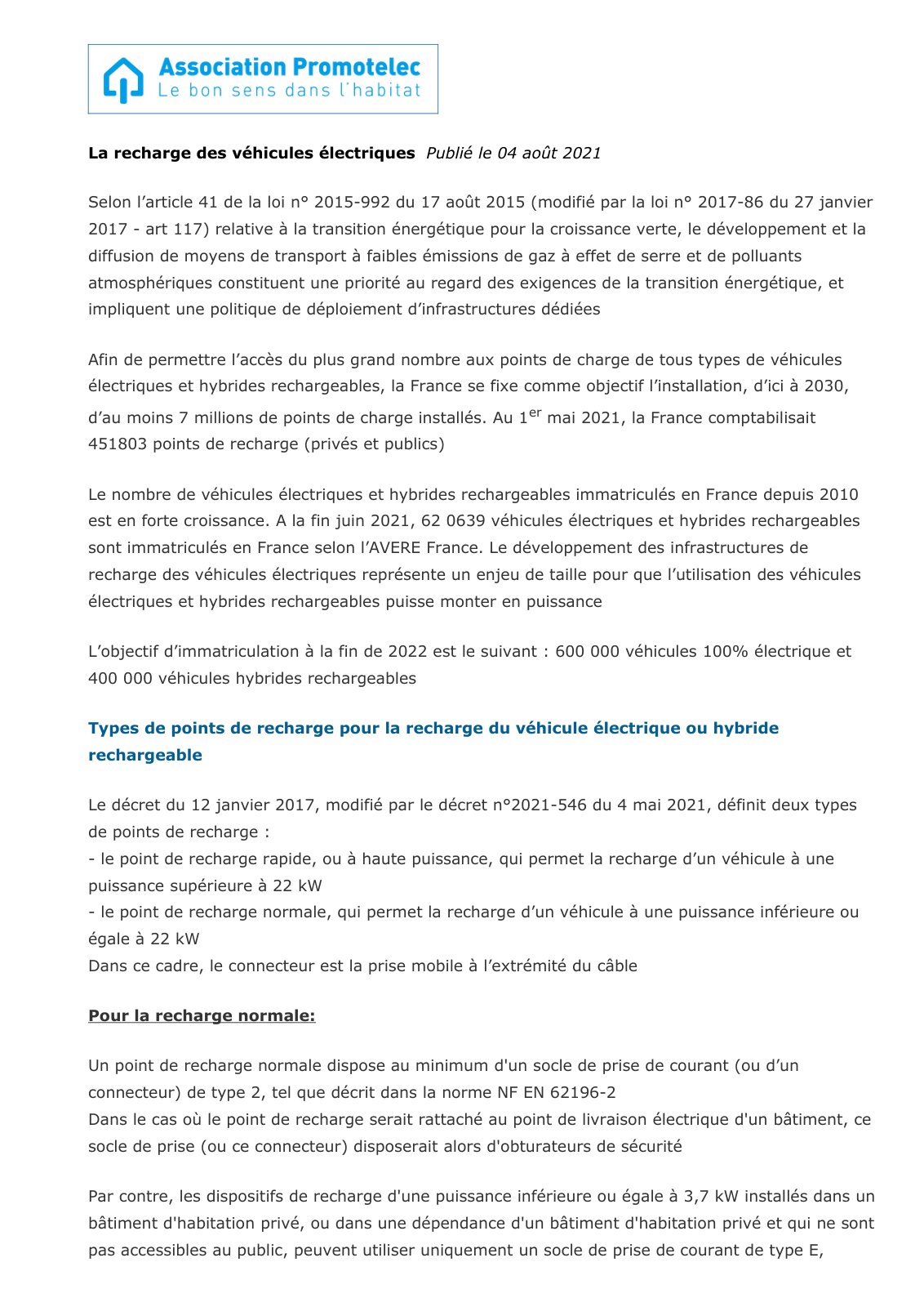 First page of recharge vehicules electriques