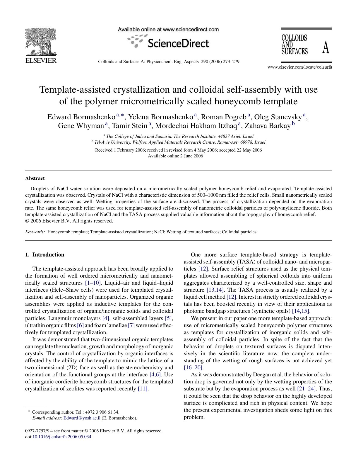 First page of Template assisted crystallization and co