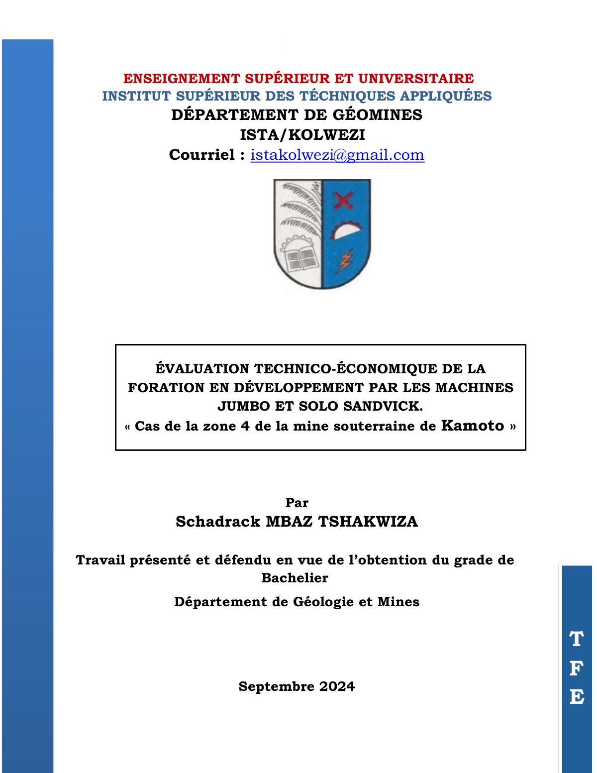 First page of Mon TFE fini mbaz tshakwiza schadrack 120642 115102