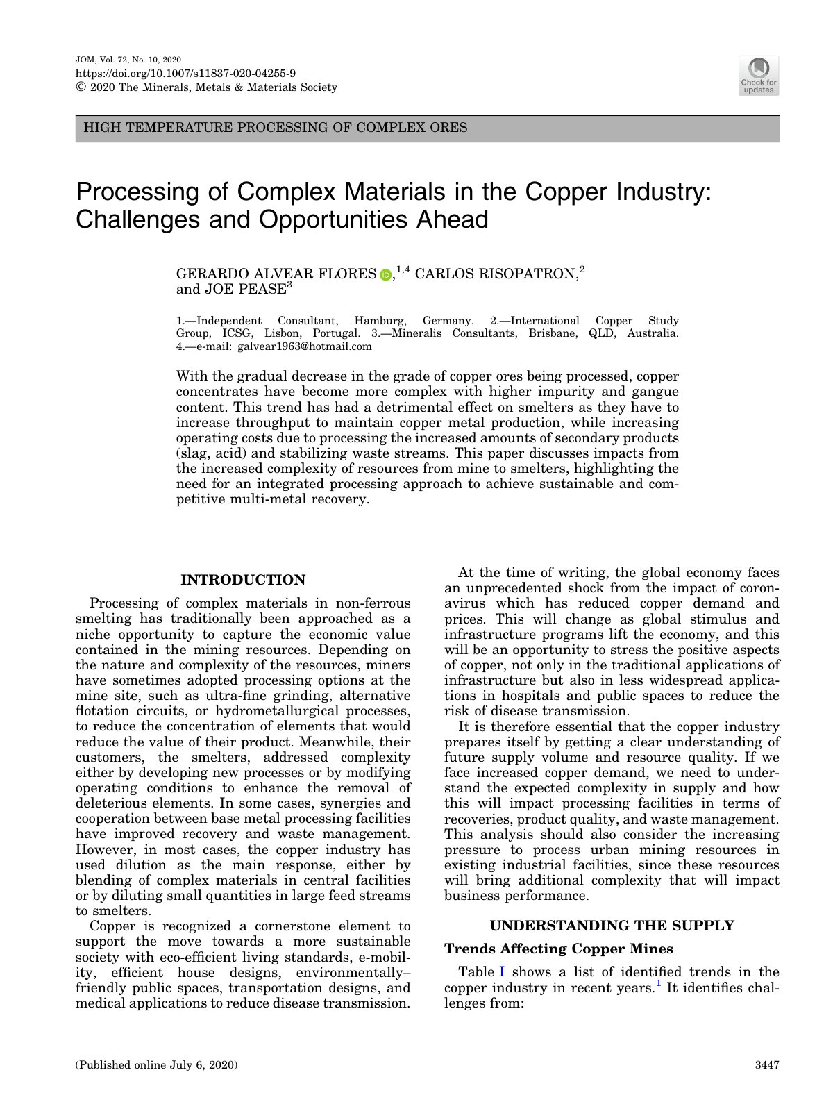 First page of Processing of Complex Materials in the C
