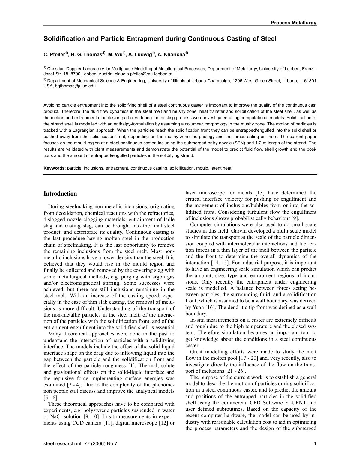 First page of Solidification and particle entrapment d
