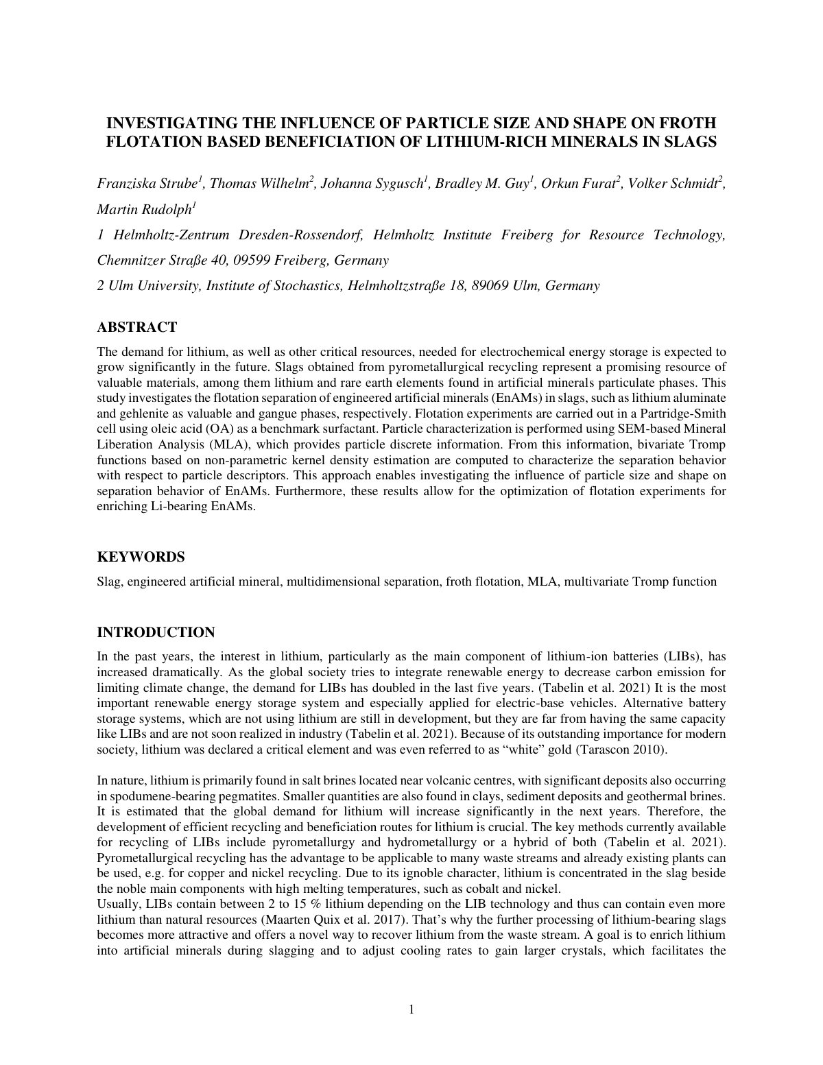 First page of SME Author Guidelines