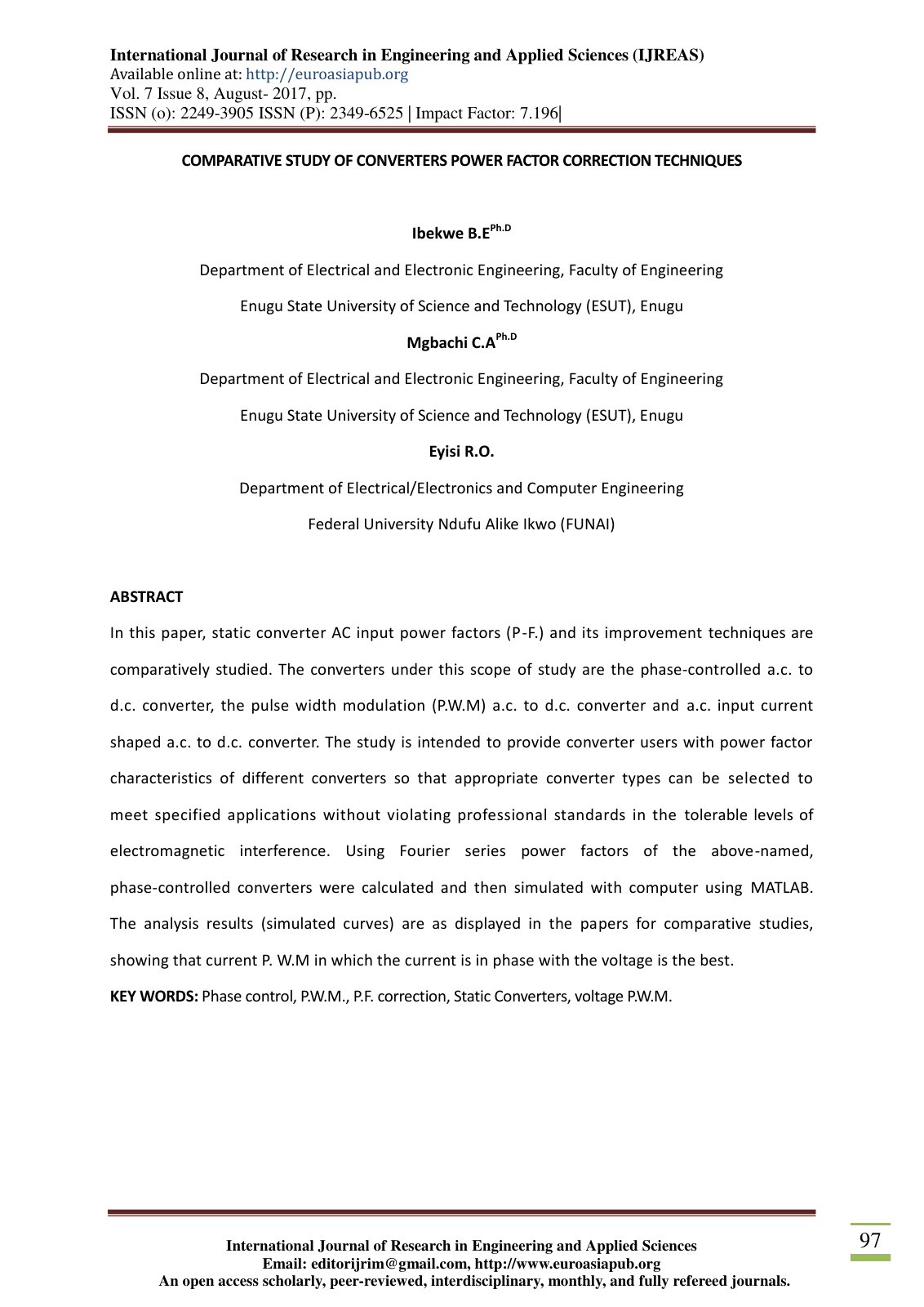 First page of COMPARATIVE STUDY OF CONVERTERS POWER FA