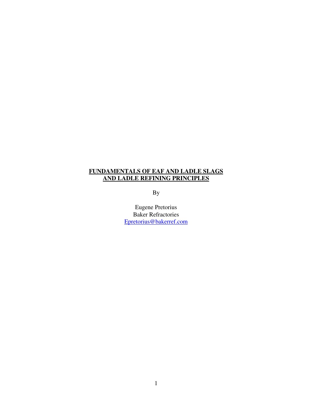 First page of FUNDAMENTALS OF EAF AND LADLE SLAGS AND