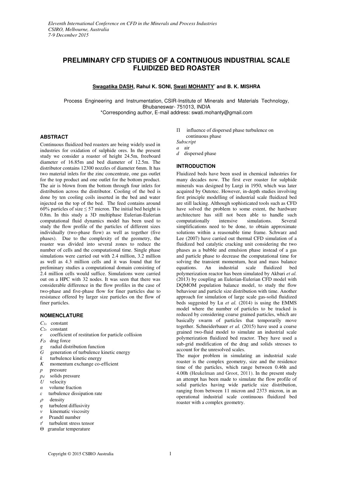 First page of Preliminary CFD Studies of a Continuous