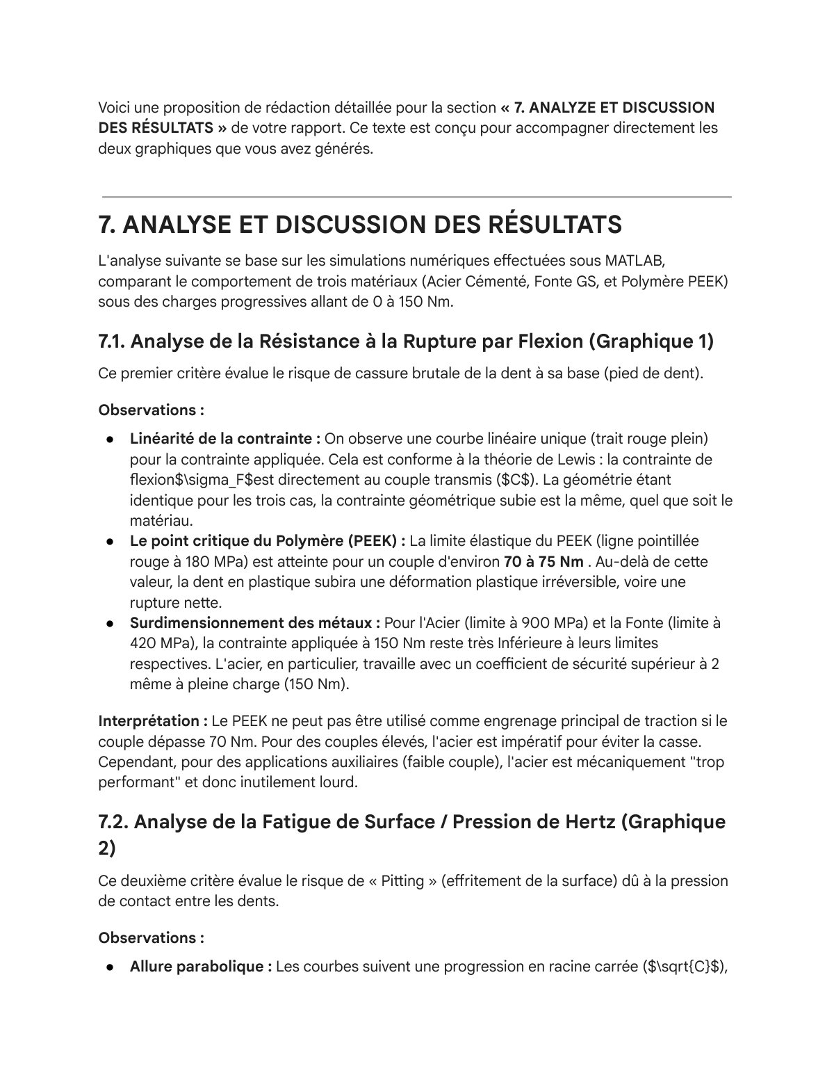 First page of Analyse des résultats de simulation d'engrenages