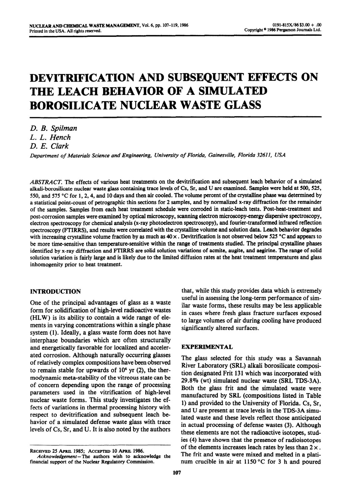 First page of Devitrification and subsequent effects o
