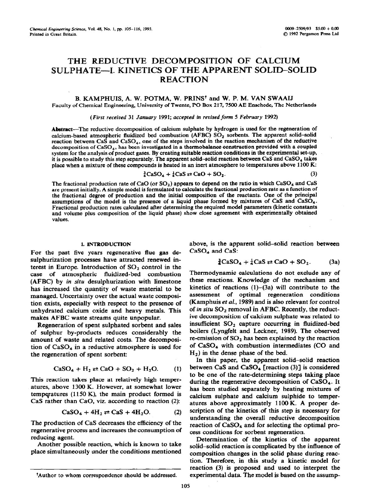 First page of The reductive decomposition of calcium s