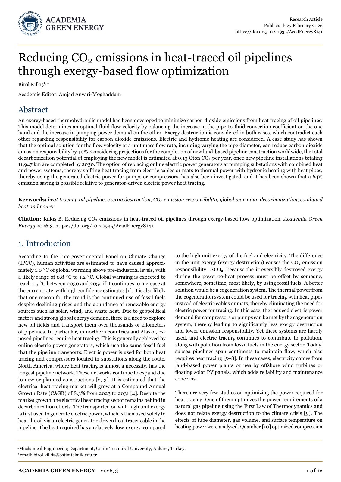 First page of Reducing CO2 emissions in heat traced oi