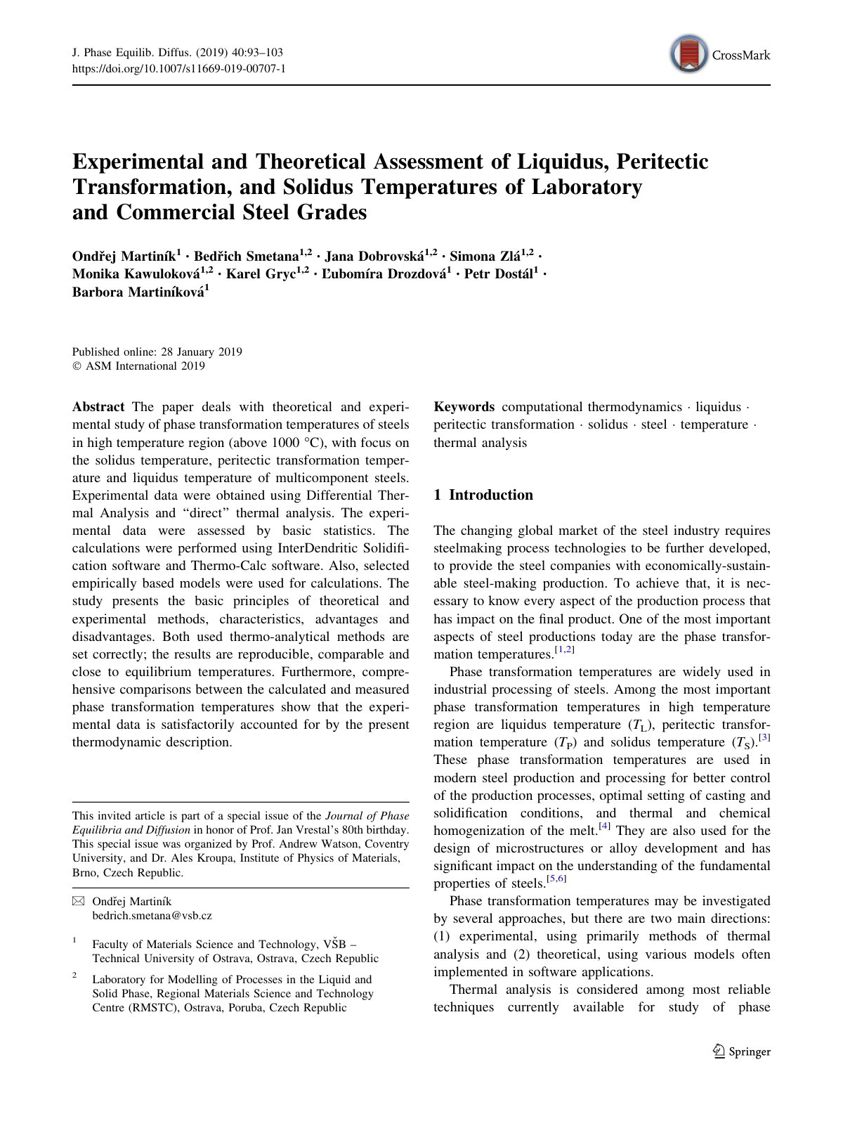First page of Experimental and Theoretical Assessment