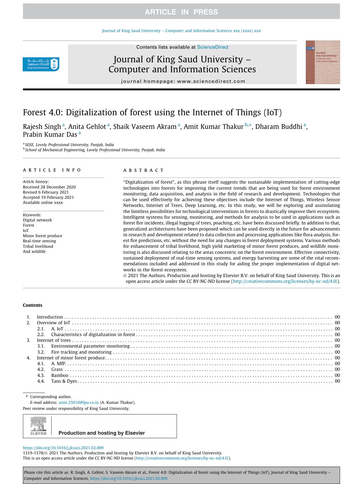 First page of Forest 4 0 Digitalization of forest usin