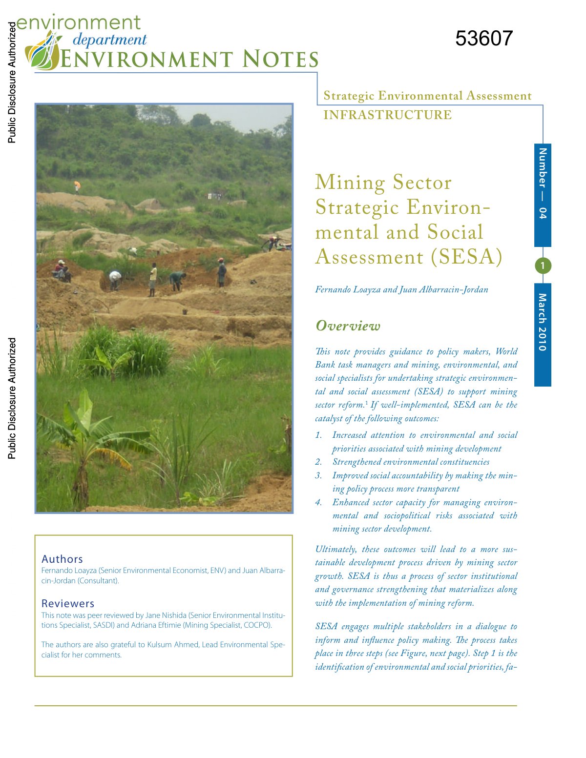 First page of Mining sector strategic environmental an