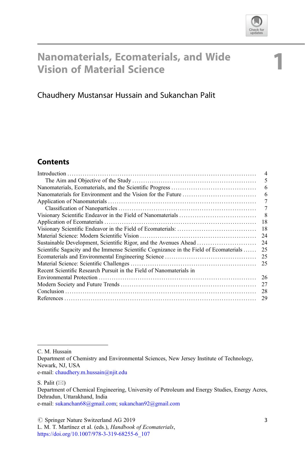 First page of Nanomaterials Ecomaterials and Wide Visi